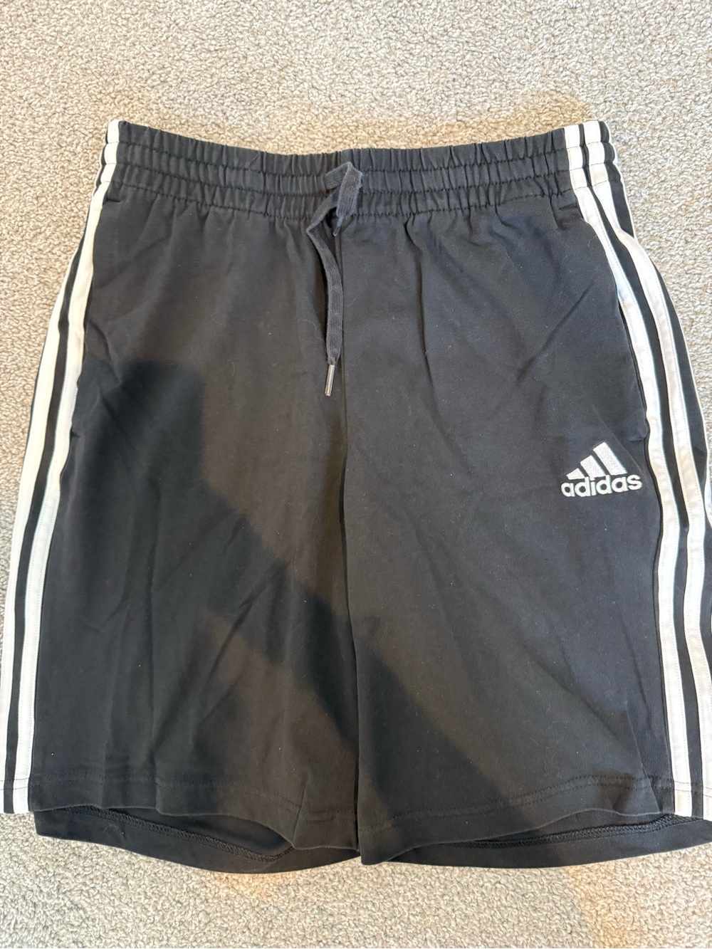 adidas Black Athletic Shorts with White 3-Stripes
